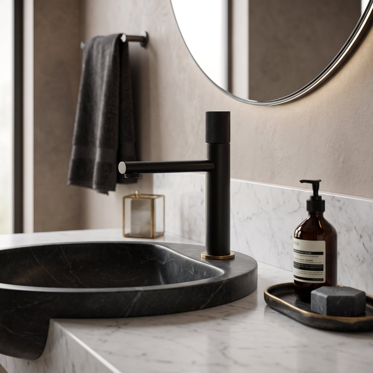 Robinet lavabo noir mat Image