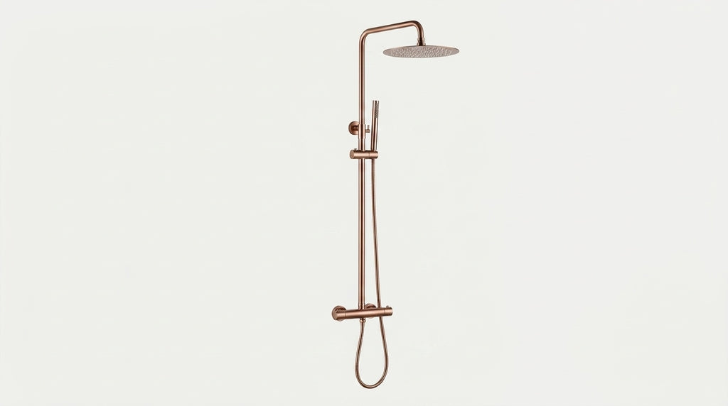 Colonne de douche thermostatique or rose brossé Cassis