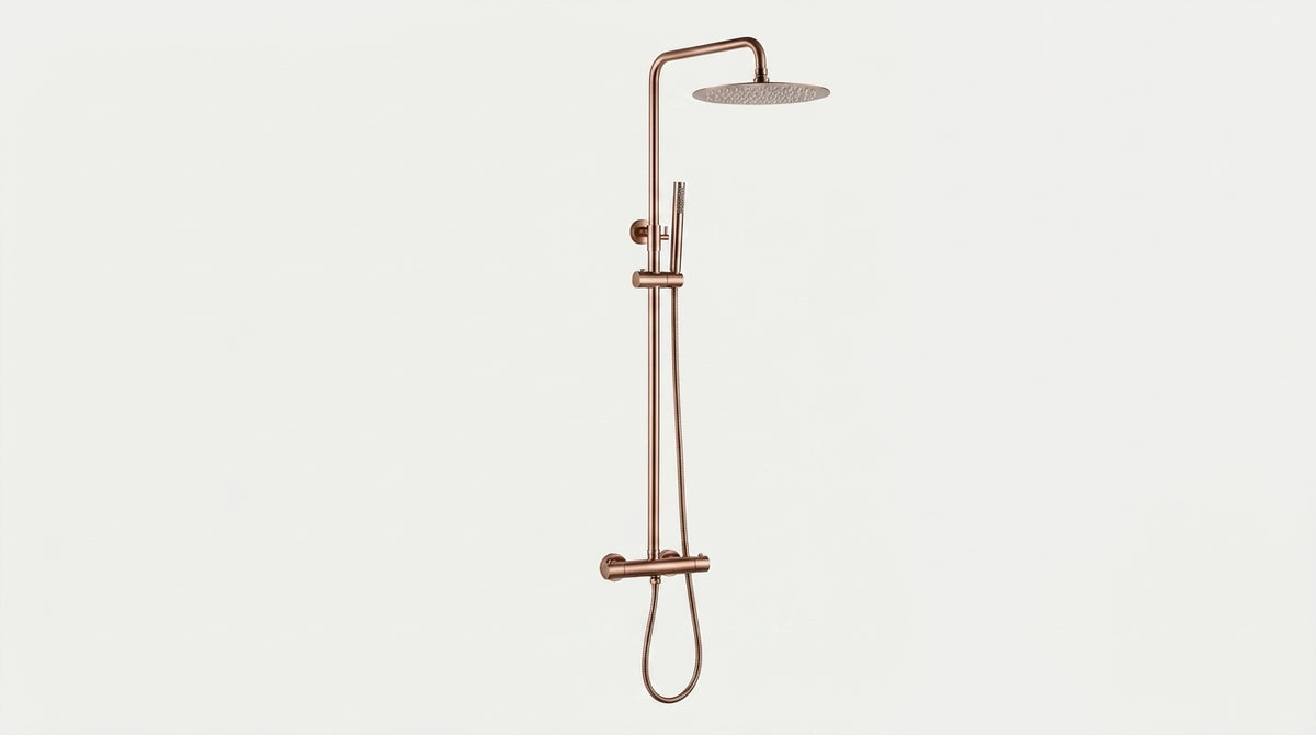 Colonne de douche thermostatique or rose brossé Cassis