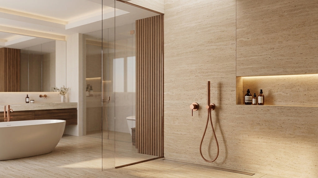 Mitigeur de douche encastré or rose brossé Piana — vue 4