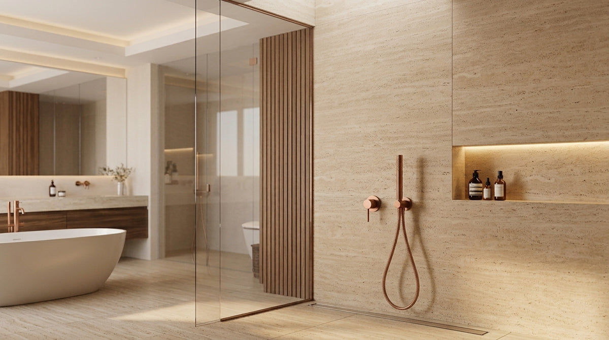 Mitigeur de douche encastré or rose brossé Piana — vue 4
