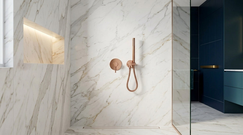 Mitigeur de douche encastré or rose poli Piana — vue 2