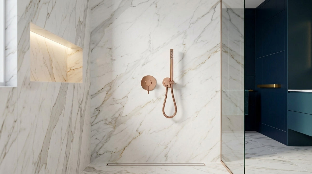 Mitigeur de douche encastré or rose poli Piana — vue 2