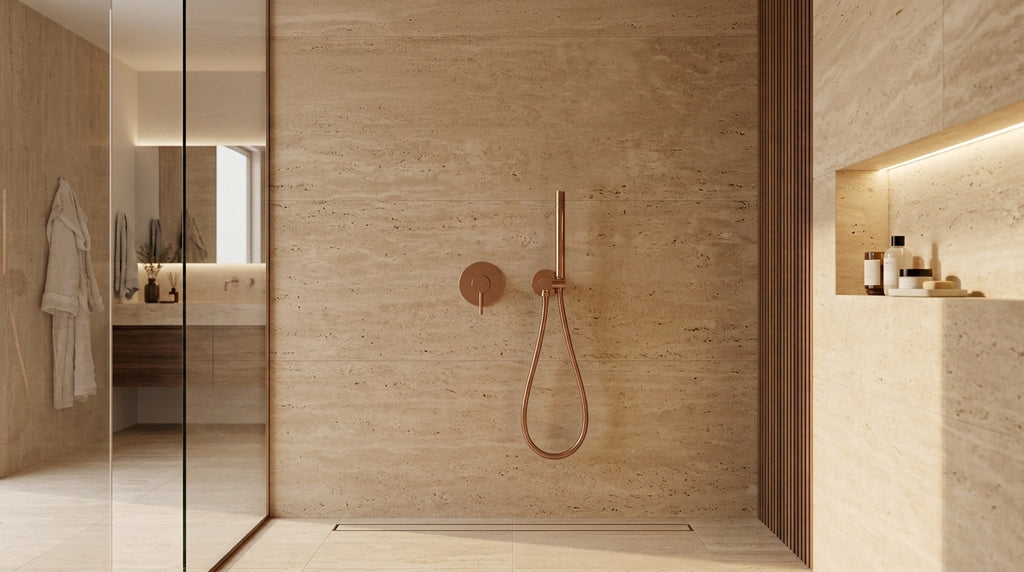 Mitigeur de douche encastré or rose poli Piana — vue 4