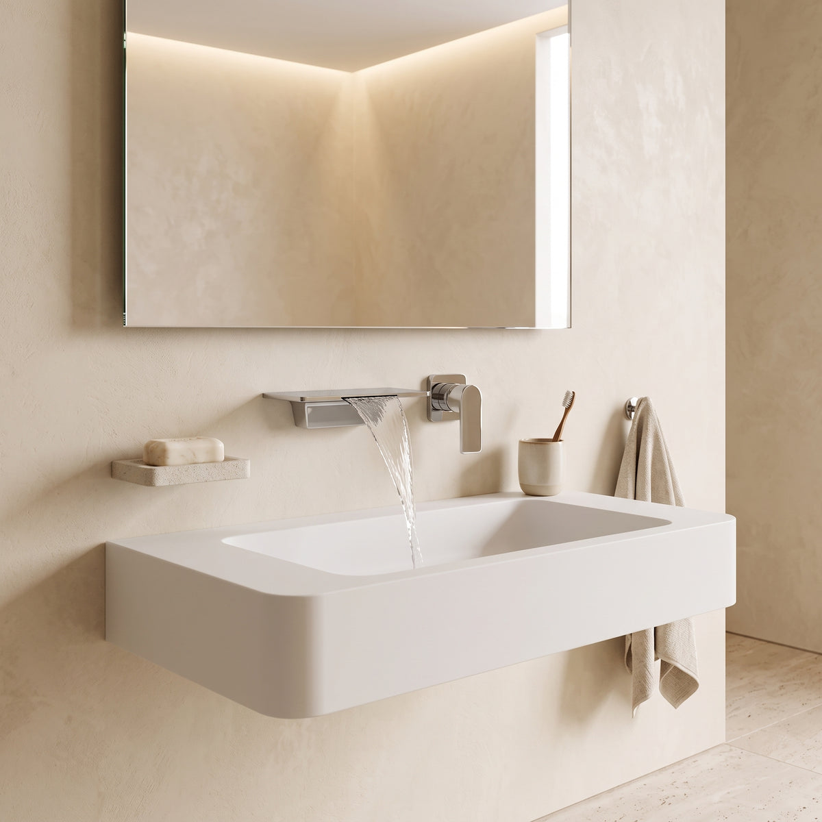 Mitigeur lavabo mural cascade chrome poli Sperone — vue 4
