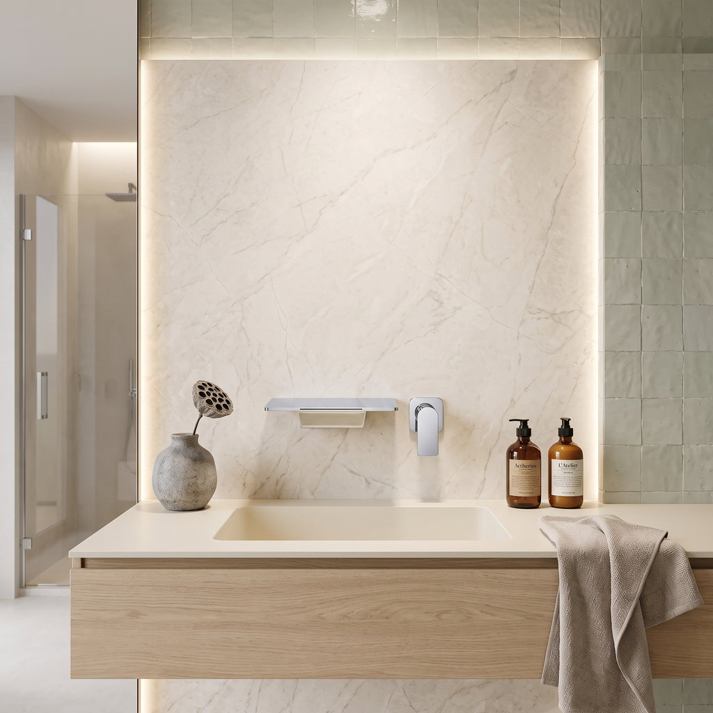Mitigeur lavabo mural cascade chrome poli Sperone — vue 3