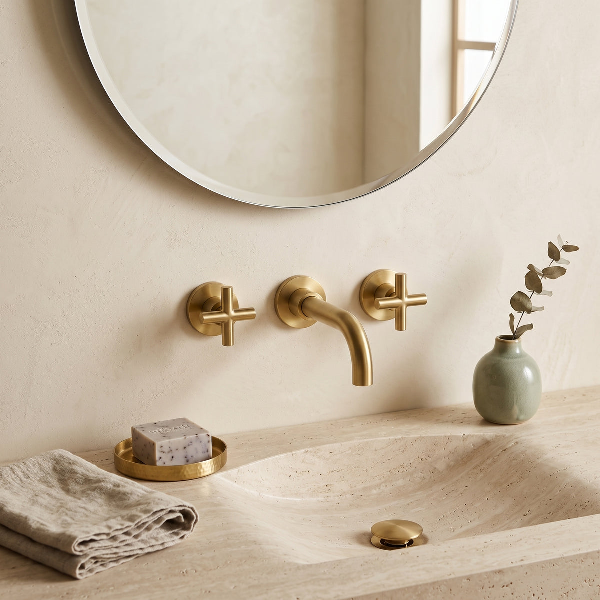 Mélangeur lavabo mural or brossé Ferrat — vue 2