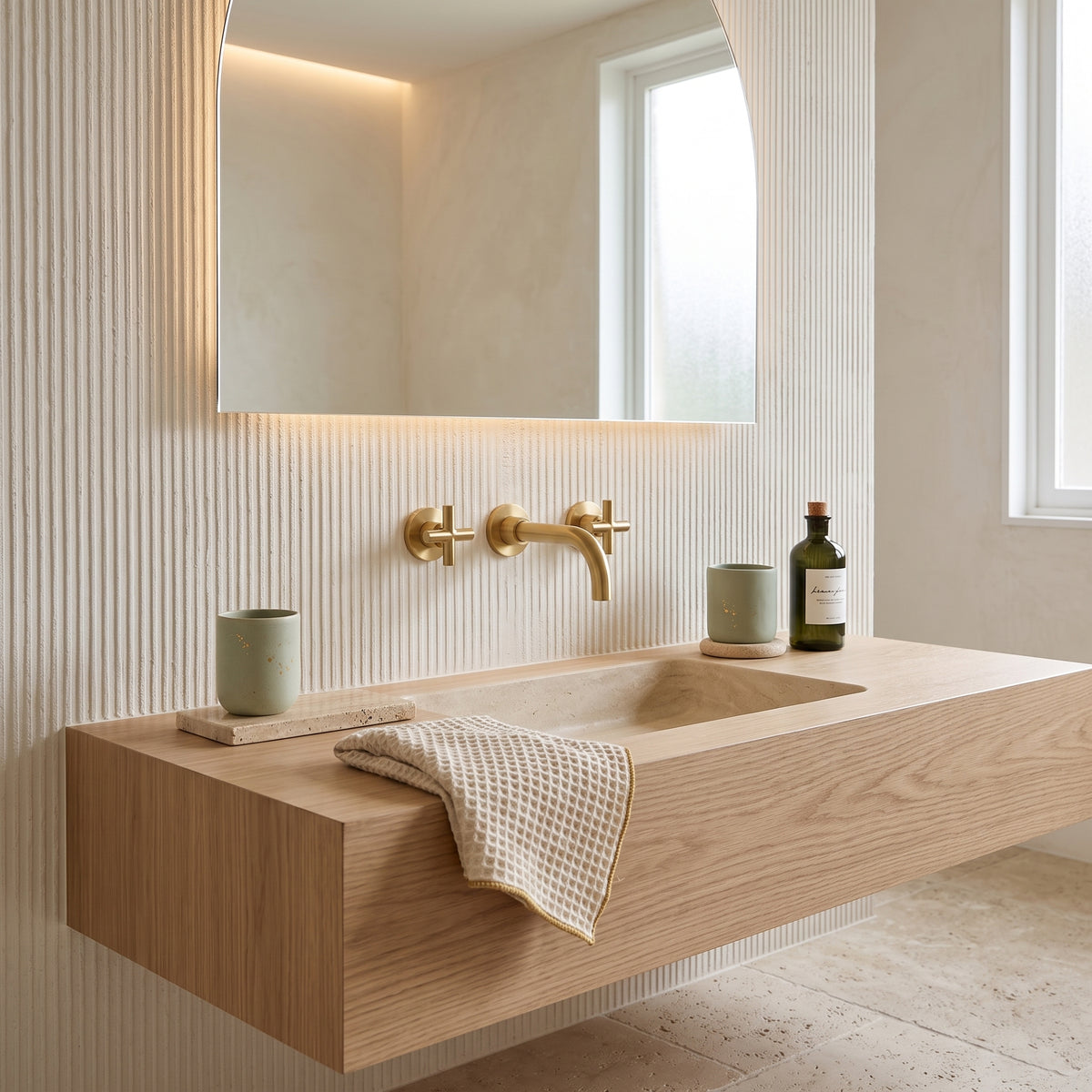 Mélangeur lavabo mural or brossé Ferrat — vue 3