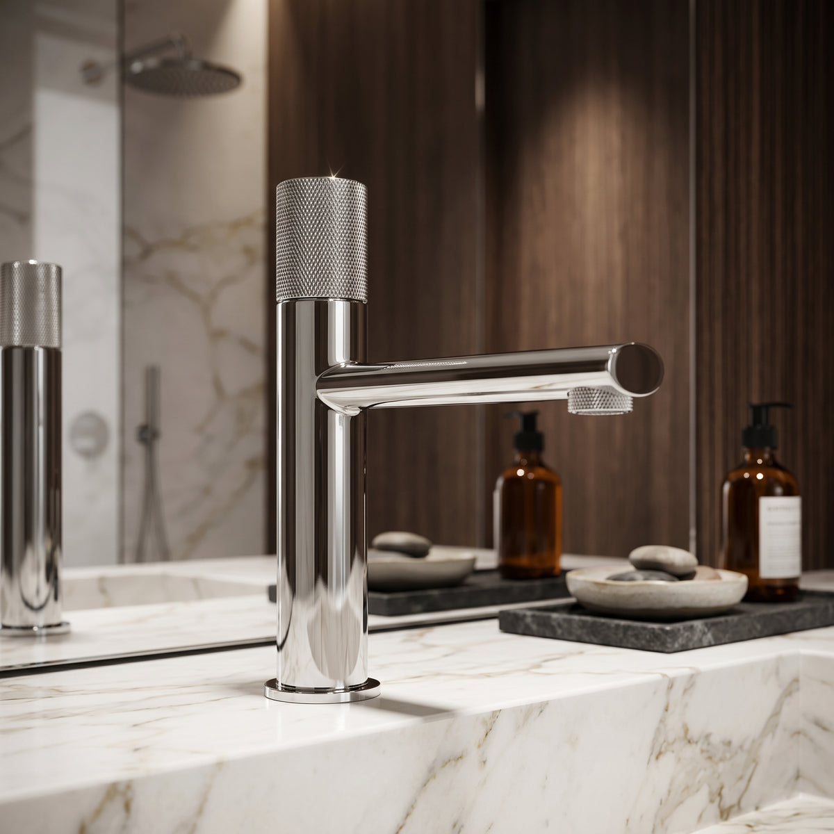 Mitigeur lavabo moleté chrome poli Sanary — vue 3