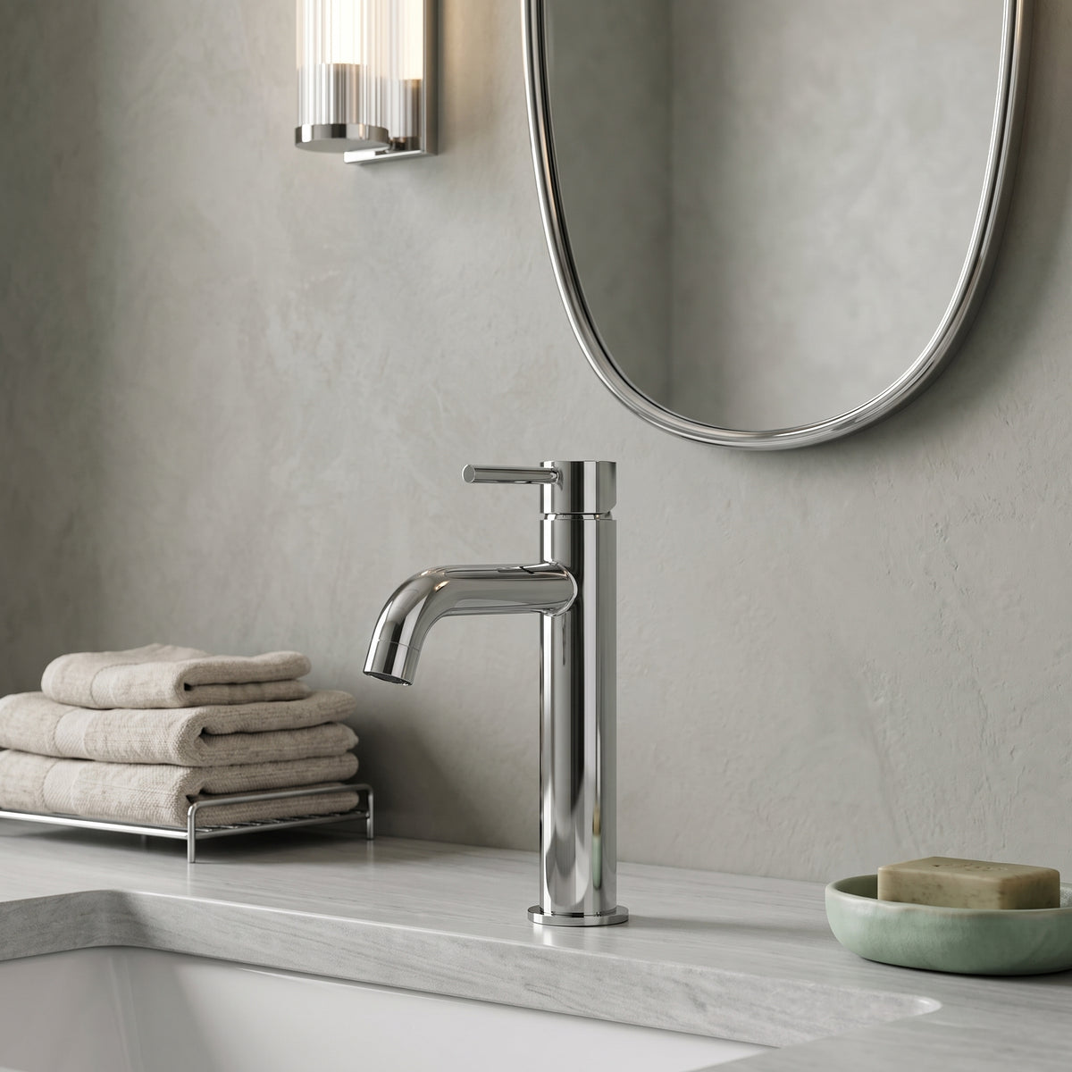 Mitigeur lavabo sur plan chrome poli Salis — vue 5