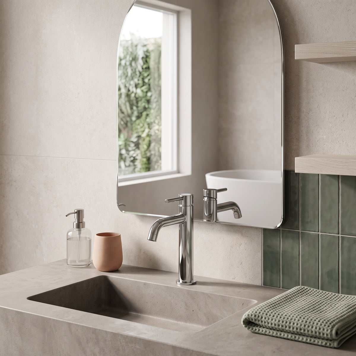 Mitigeur lavabo sur plan chrome poli Salis — vue 3