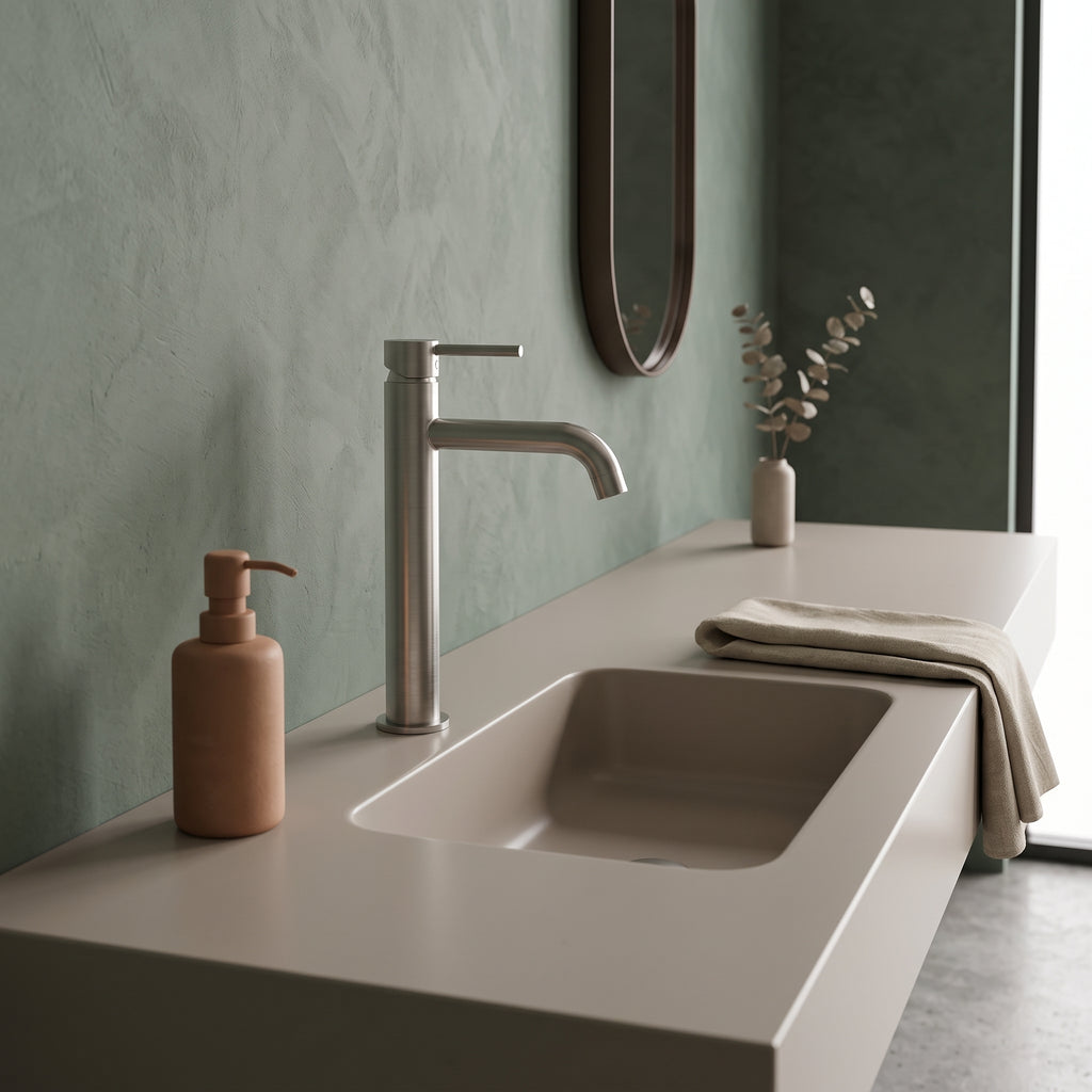 Mitigeur lavabo sur plan nickel brossé Salis — vue 7