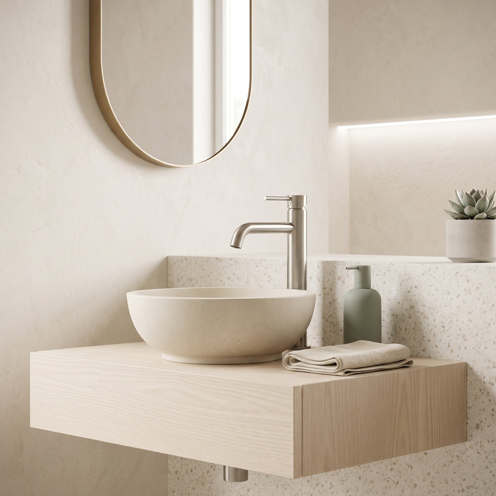 Mitigeur lavabo sur plan nickel brossé Salis — vue 5