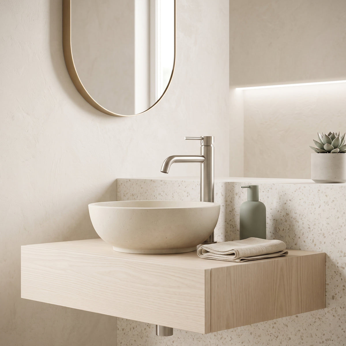 Mitigeur lavabo sur plan nickel brossé Salis — vue 5