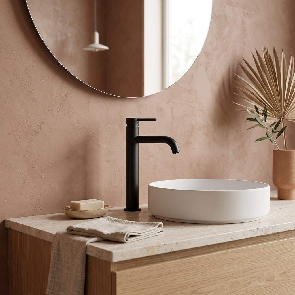 Mitigeur lavabo sur plan noir mat Salis — vue 5