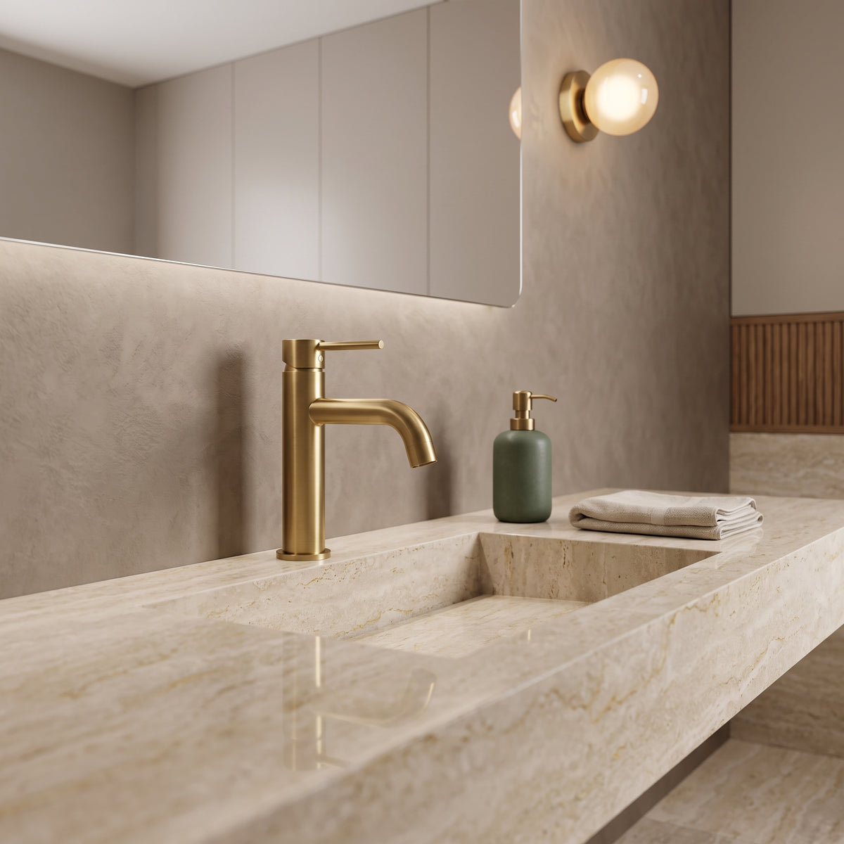 Mitigeur lavabo sur plan or brossé Salis — vue 4