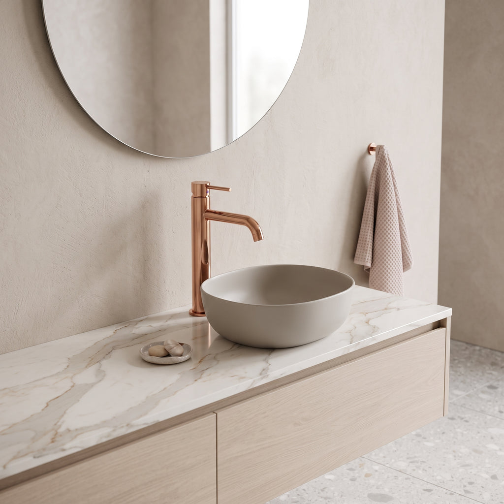 Mitigeur lavabo sur plan or rose poli Salis — vue 6