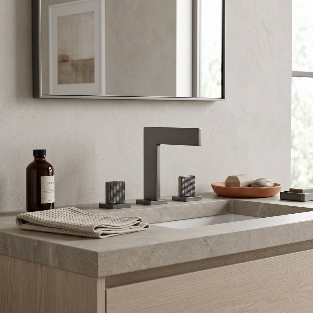 Mélangeur lavabo 3 trous gris brossé Lavandou — vue 3