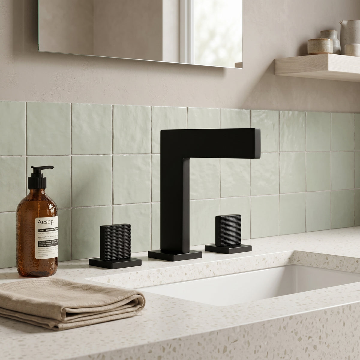 Mélangeur lavabo 3 trous noir mat Lavandou — vue 2