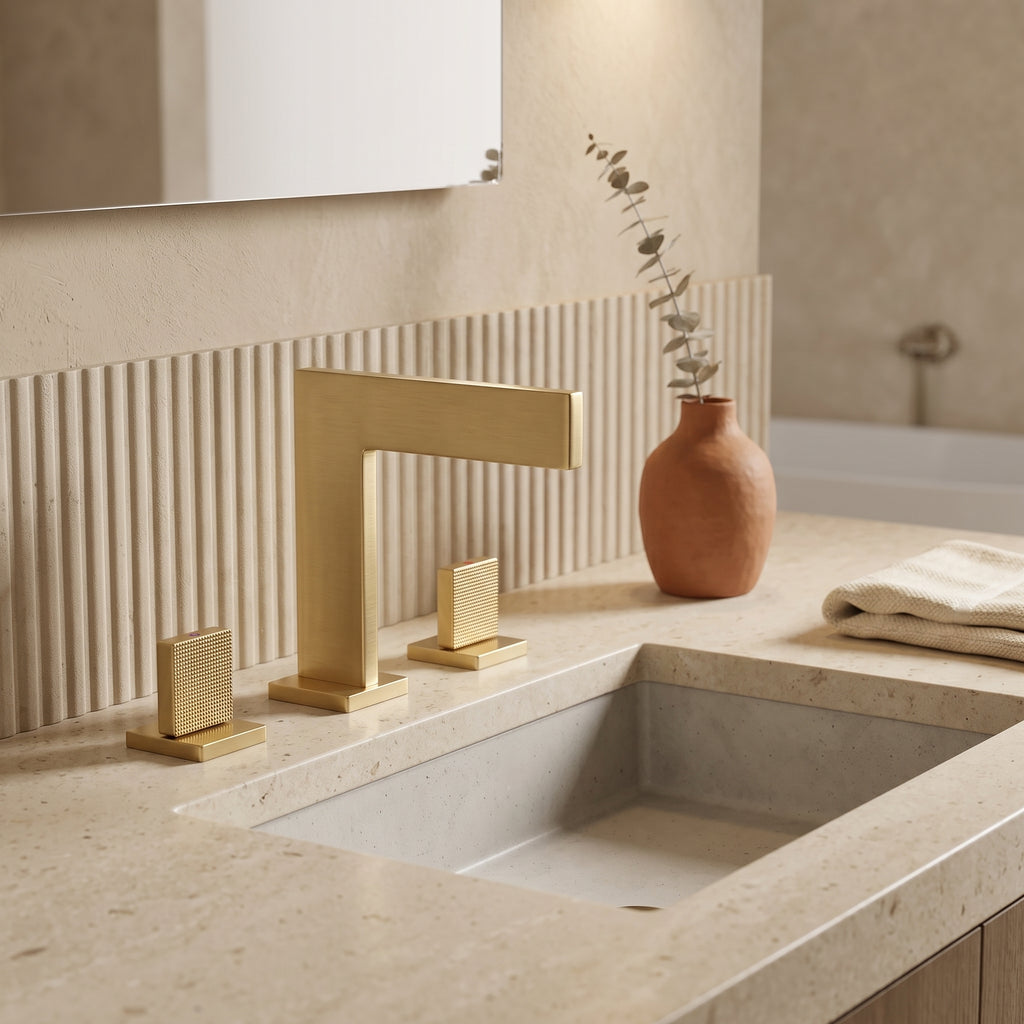 Mélangeur lavabo 3 trous or brossé Lavandou — vue 2