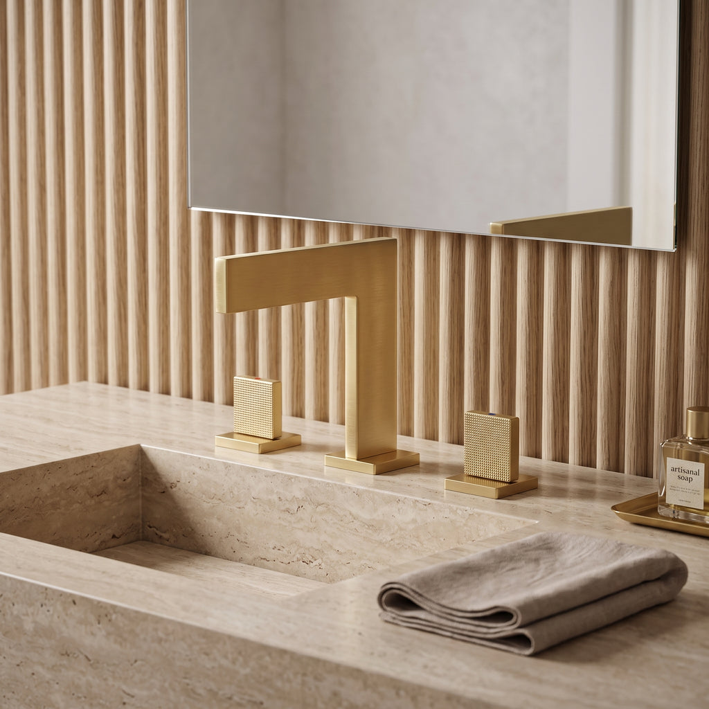 Mélangeur lavabo 3 trous or brossé Lavandou — vue 3