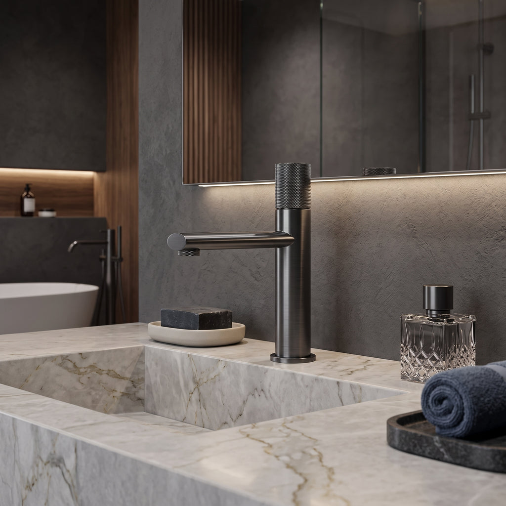 Mitigeur lavabo moleté gris brossé Sanary — vue 3