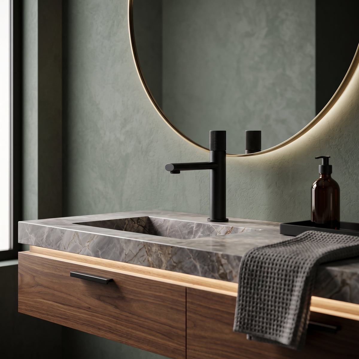 Mitigeur lavabo moleté noir mat Sanary — vue 4