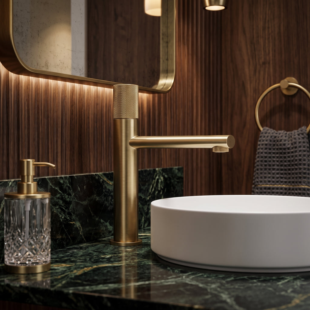 Mitigeur lavabo moleté or brossé Sanary — vue 4