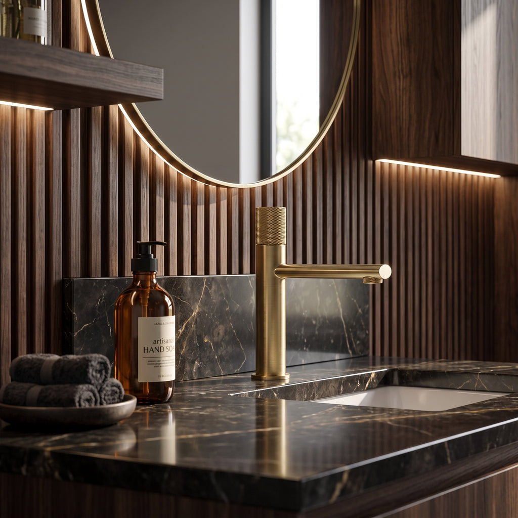 Mitigeur lavabo moleté or brossé Sanary — vue 5