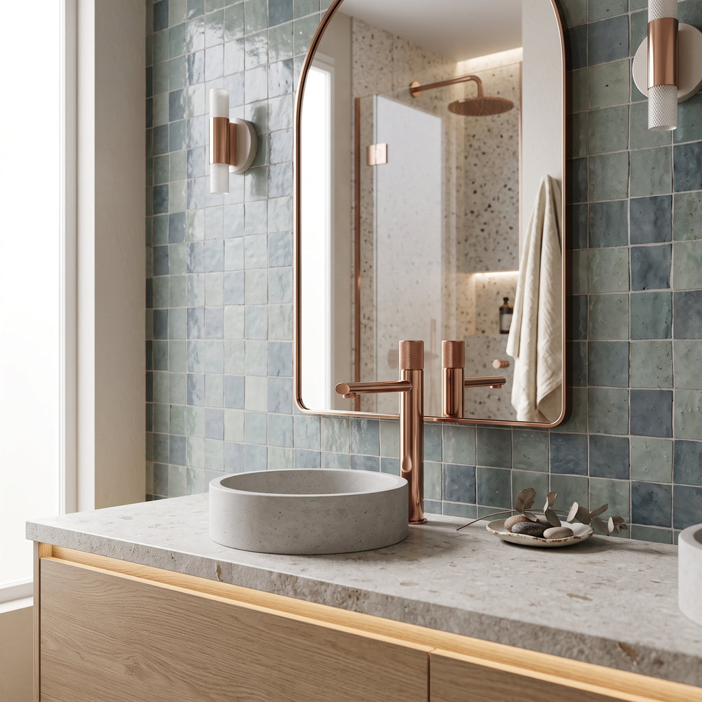 Mitigeur lavabo moleté or rose poli Sanary — vue 4