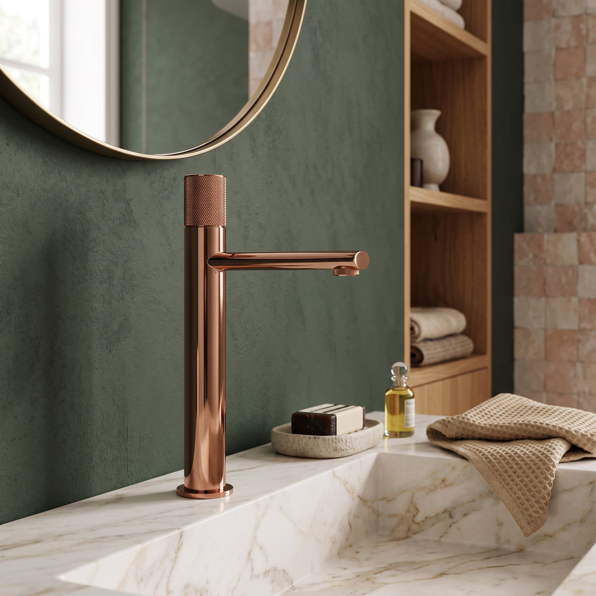Mitigeur lavabo moleté or rose poli Sanary — vue 6