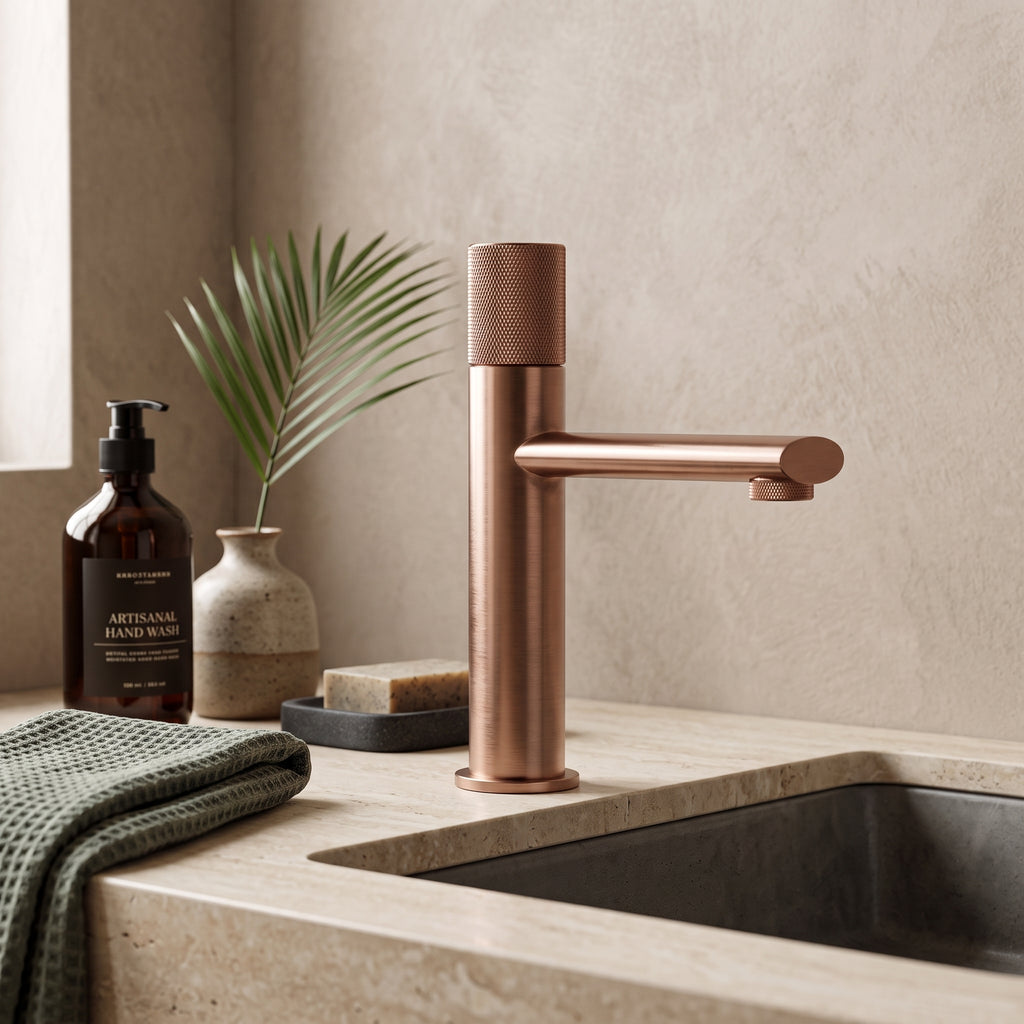 Mitigeur lavabo moleté or rose brossé Sanary — vue 5