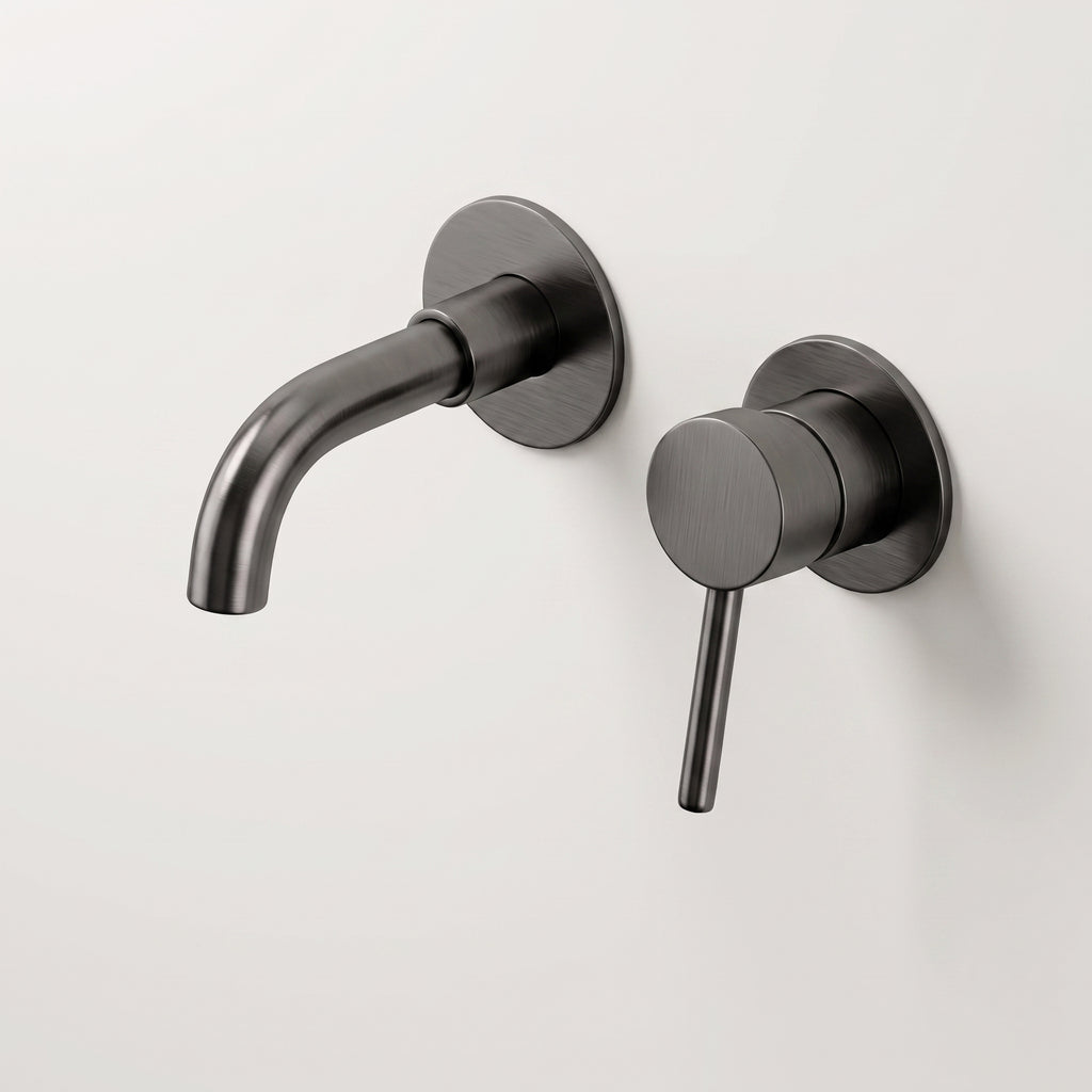 Mitigeur lavabo encastré gris brossé Menton