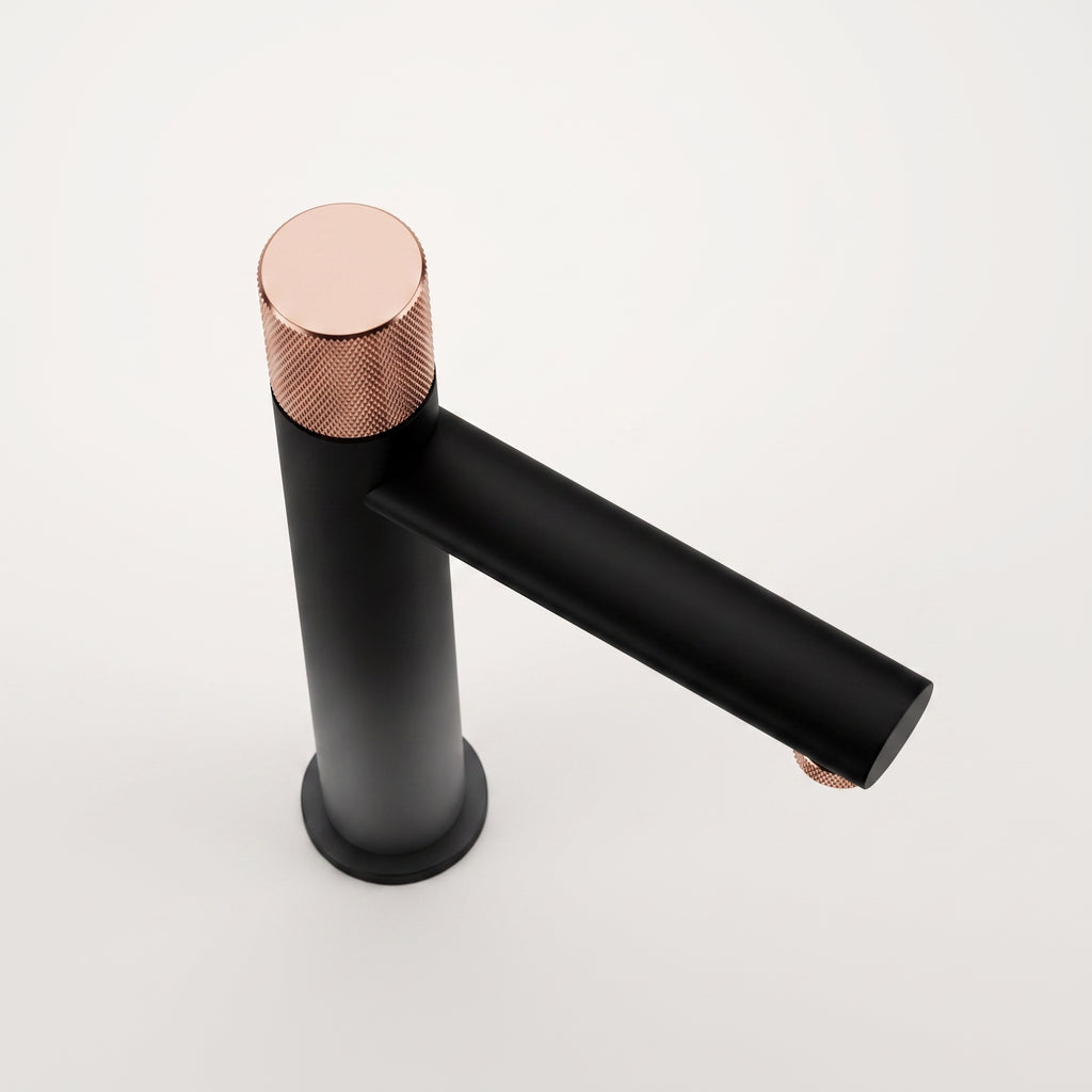 Mitigeur lavabo moleté noir et or rose Sanary — vue 2