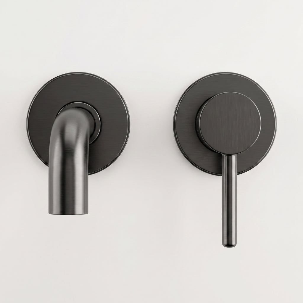 Mitigeur lavabo encastré gris brossé Menton — vue 2