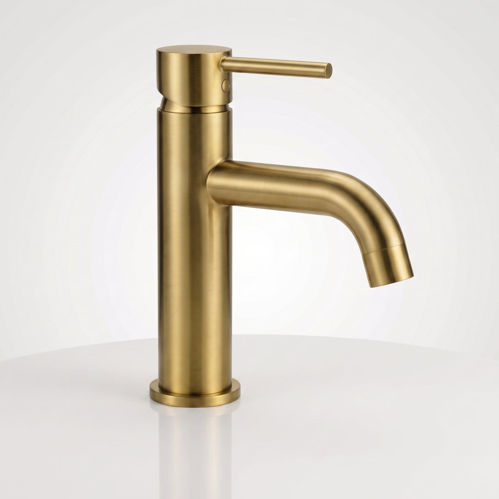 Mitigeur lavabo sur plan or brossé Salis