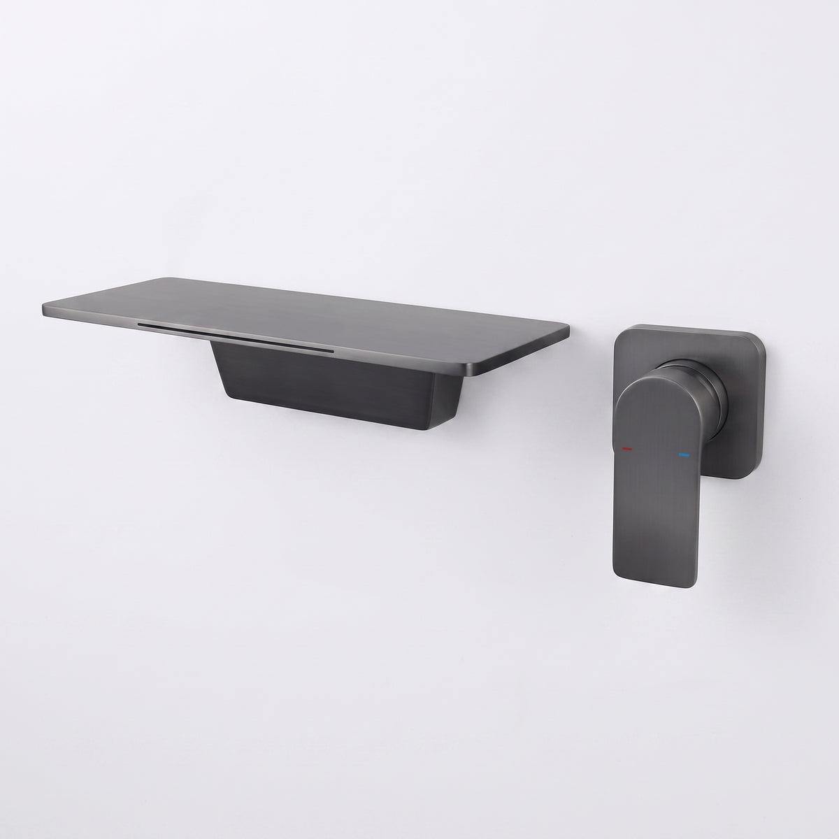 Mitigeur lavabo mural cascade gris brossé Sperone