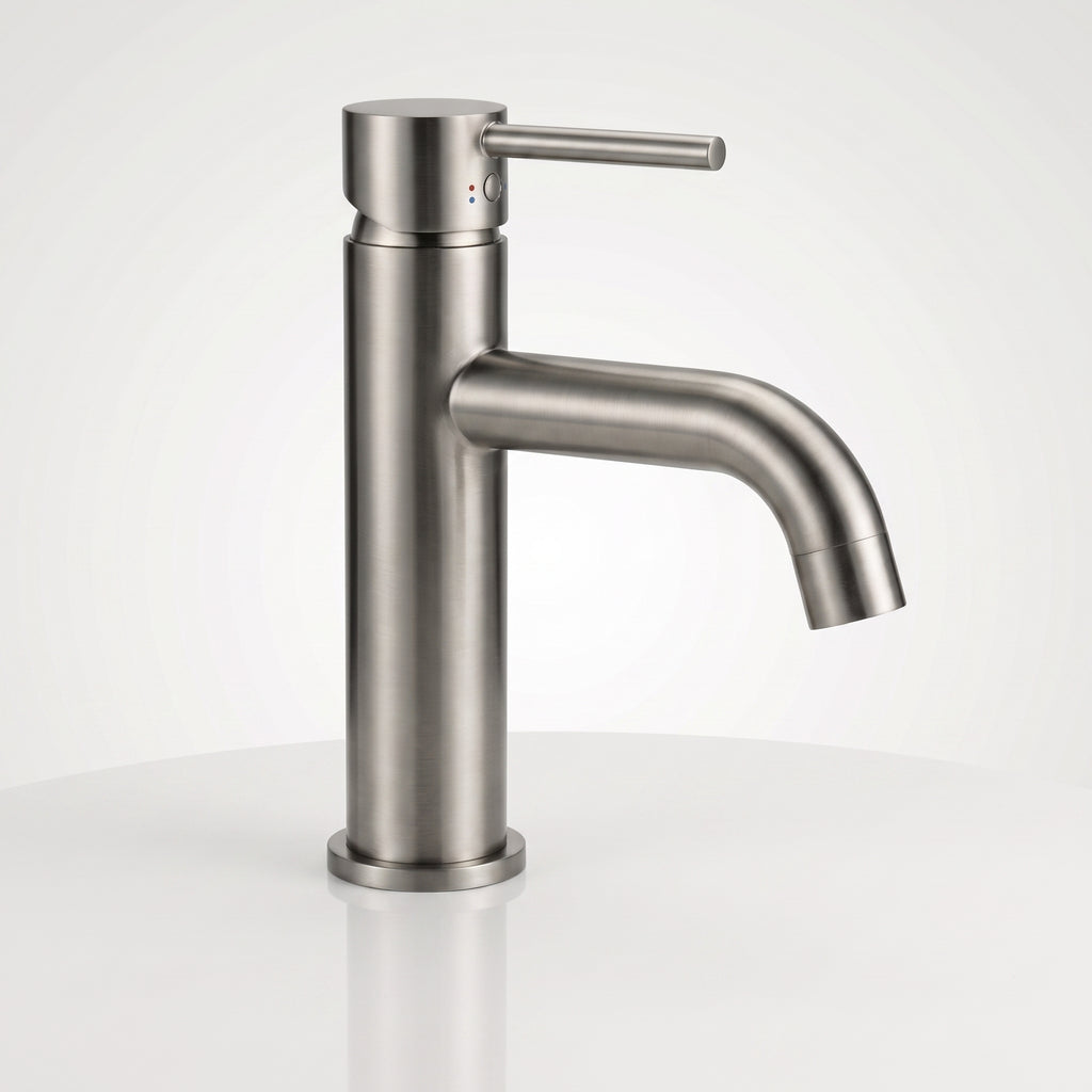 Mitigeur lavabo sur plan nickel brossé Salis