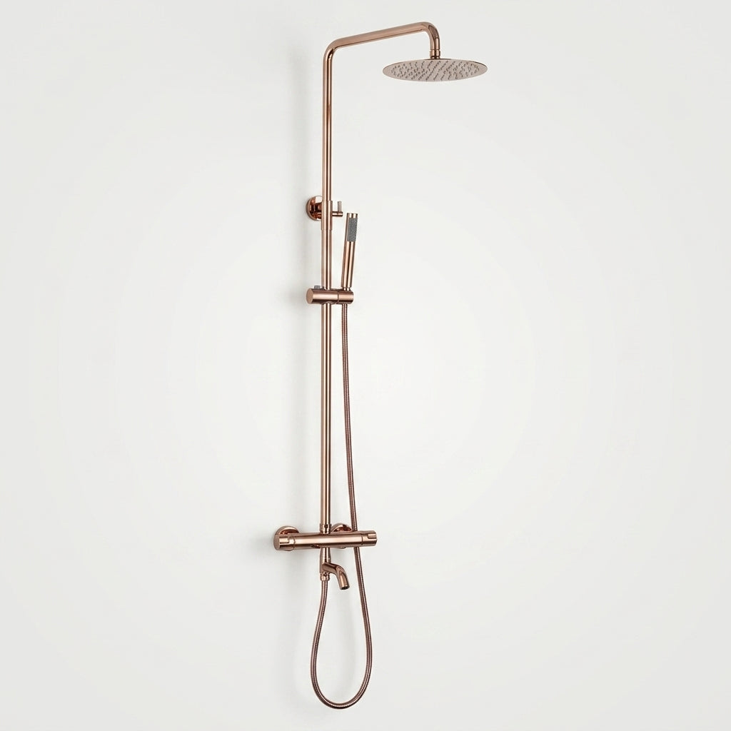 Colonne de douche thermostatique or rose poli Bandol