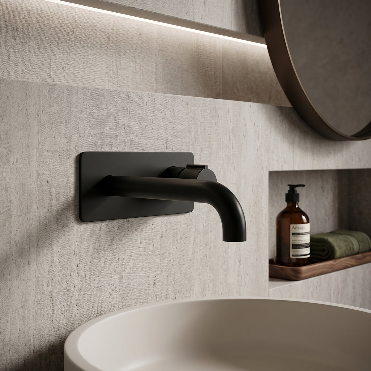 Mitigeur lavabo mural noir mat Nonza — vue 2