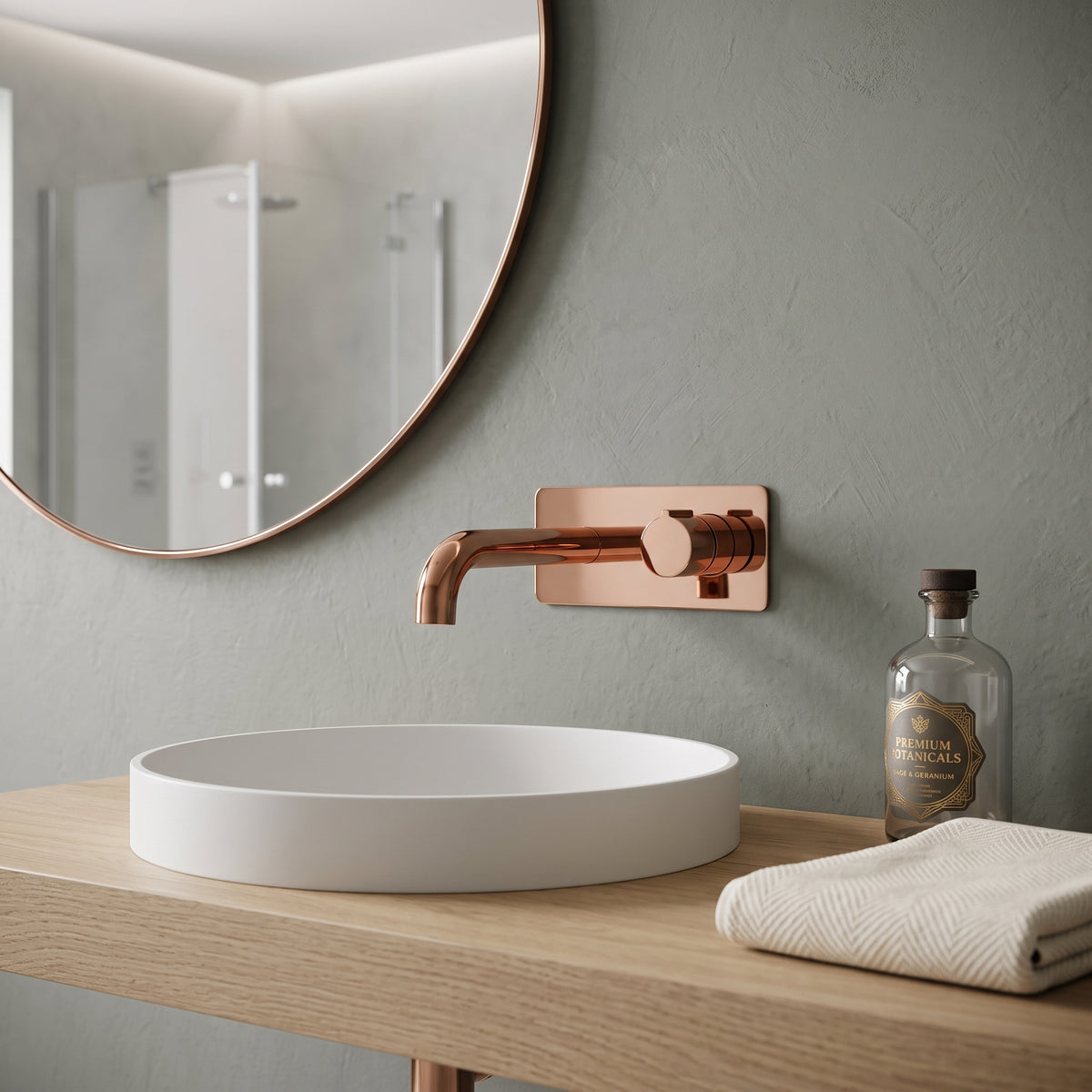 Mitigeur lavabo mural or rose poli Nonza — vue 4