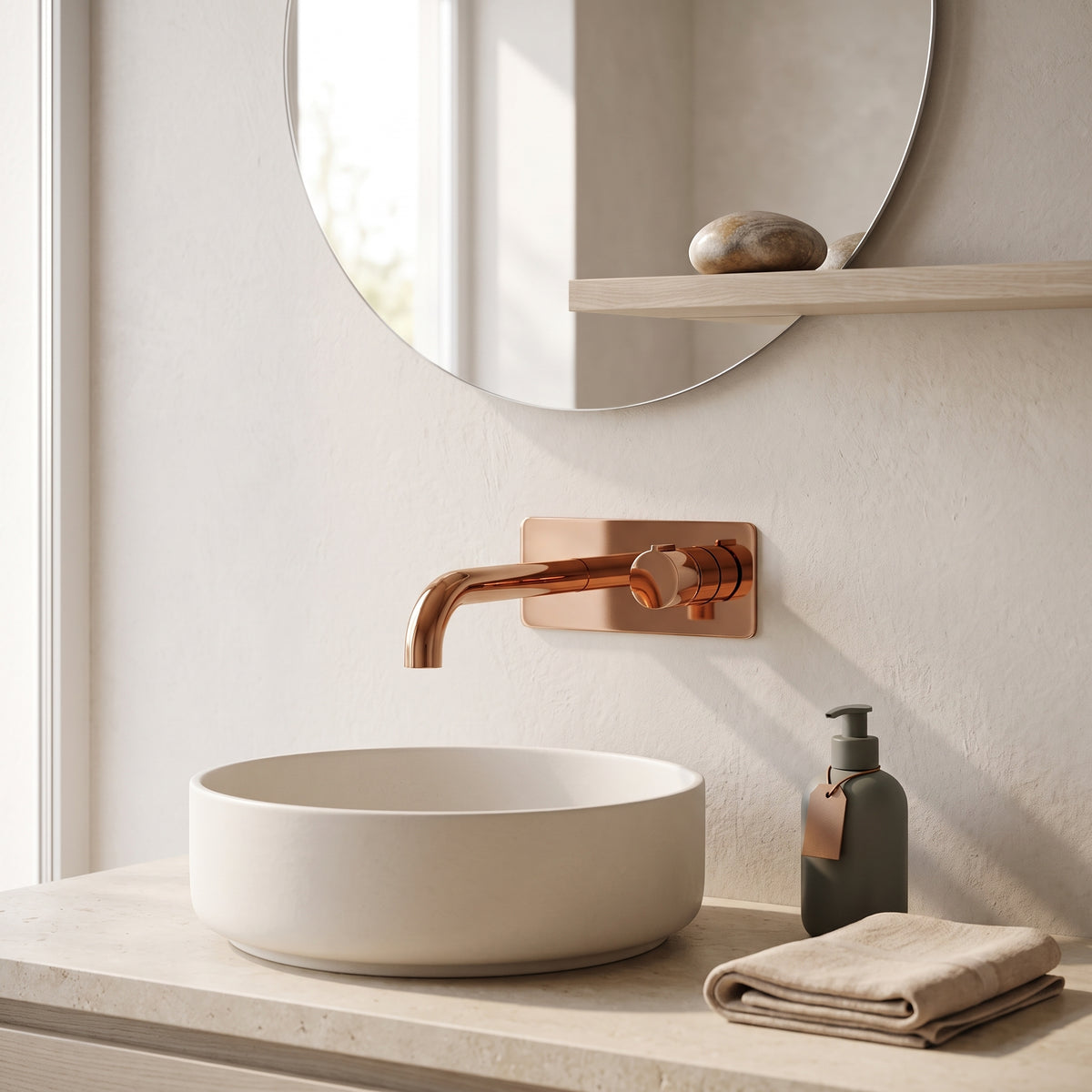 Mitigeur lavabo mural or rose poli Nonza — vue 2