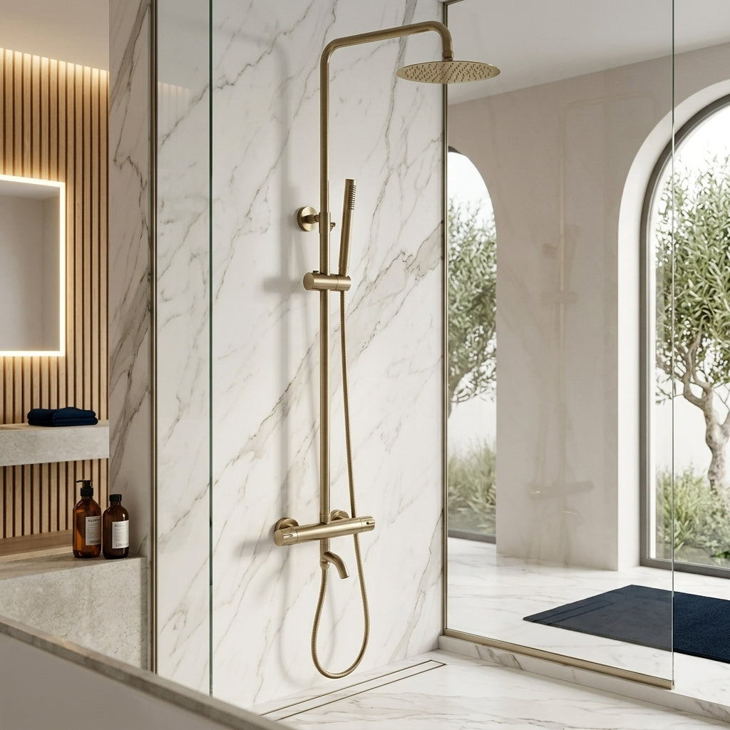 Colonne de douche thermostatique or brossé Bandol — vue 3
