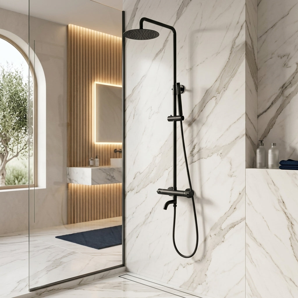Colonne de douche thermostatique noir mat Bandol — vue 2