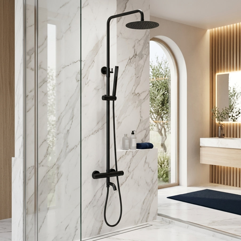 Colonne de douche thermostatique noir mat Bandol — vue 4