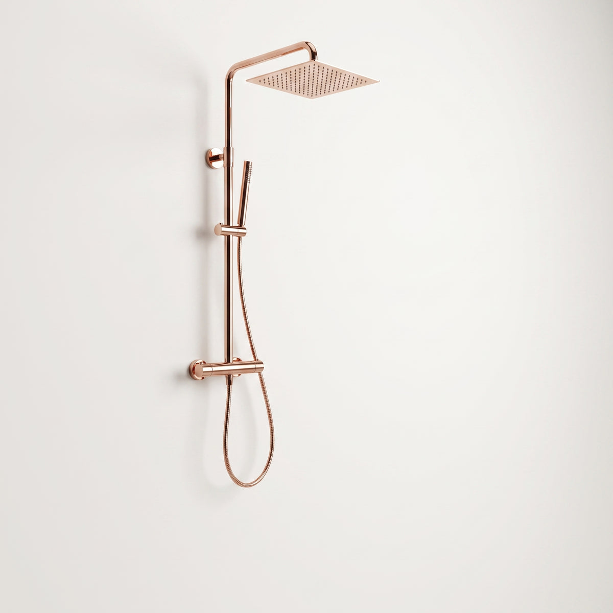 Colonne de douche thermostatique carrée or rose poli Anthéor