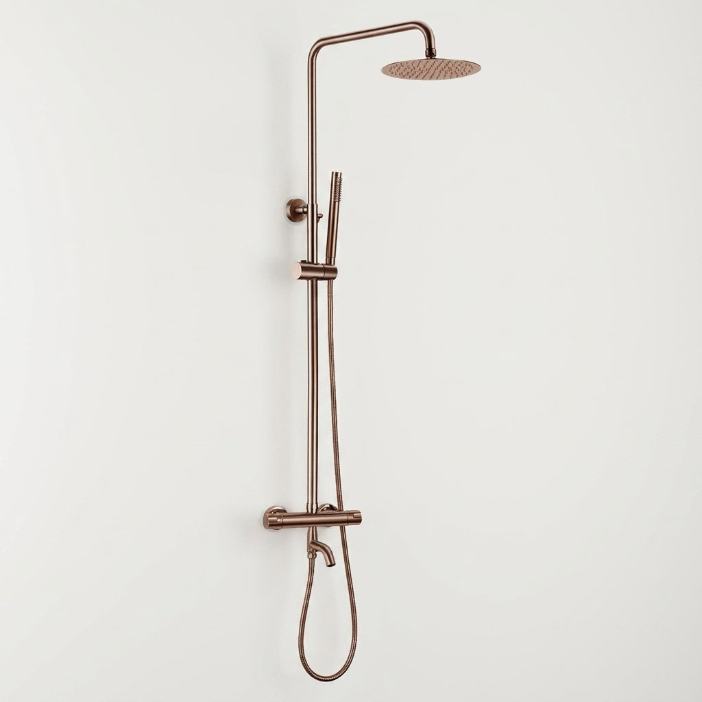 Colonne de douche thermostatique or rose brossé Bandol
