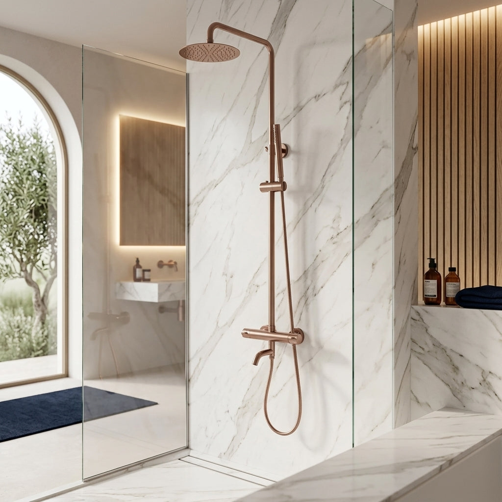 Colonne de douche thermostatique or rose brossé Bandol — vue 2