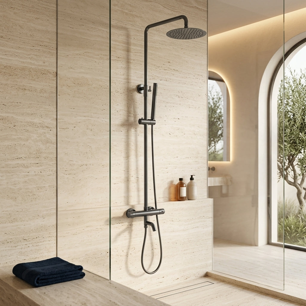 Colonne de douche thermostatique gris brossé Bandol — vue 4