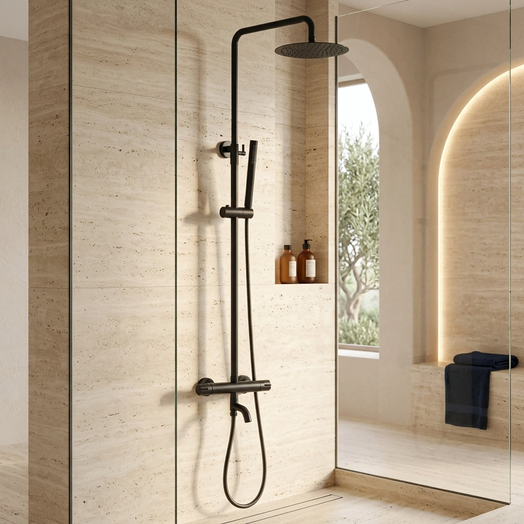 Colonne de douche thermostatique noir mat Bandol — vue 5